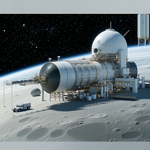 A Large Space Station With A Dome-shaped Structure, Resembling A Space Shuttle
