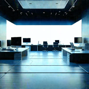 Futuristic Tech Startup Office With Large, Modern