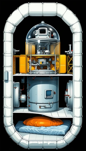 In The Image, There Is A Large Spacecraft With A Yellow And White Color Scheme