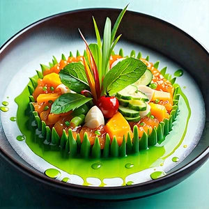Lifestyle Digital Illustration: Plant-based dish prepared with vibrant colors