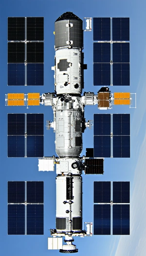 A Space Shuttle With A Large Number Of Solar Panels On Its Side