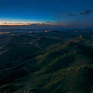 Nature Drone Photography: Rolling hills during night