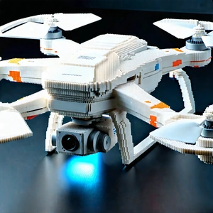 Tech Voxel Art: Drone With Data Visualization With Small Model