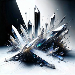 Abstract Charcoal Drawing: Crystalline Structure With Large, Intricate