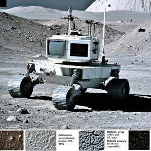 A White Robotic Vehicle, Possibly A Rover, Driving On A Rocky Surface