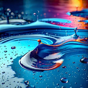 Abstract Flat Design: Macro View Of Liquid Interface With Blue Orange