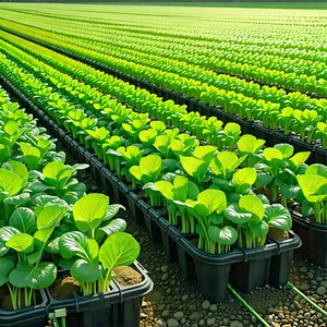 Tech Flat Design: Agricultural Technology In Research Center With Large Field