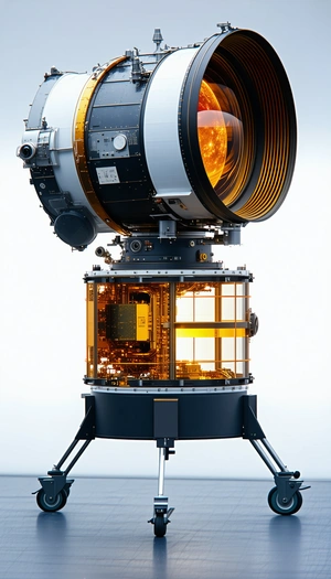 A Large, Round, And Black Satellite Dish Is Prominently Displayed In The Image