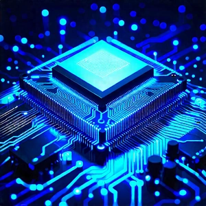 Microchip with blue light (glow:1.14)