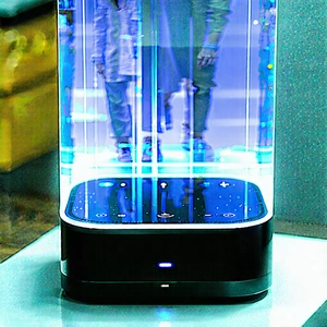 Tech Acrylic Painting: Smart home device with holographic display