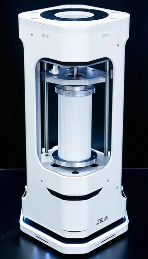 A Large White Machine With A Large White Spool On Top Of It