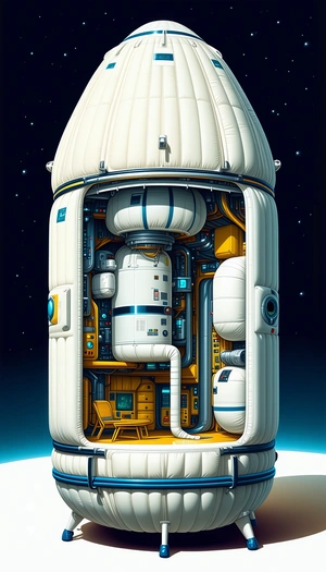 In The Image, There Is A Large White Spacecraft With A Hollowed-out Interior
