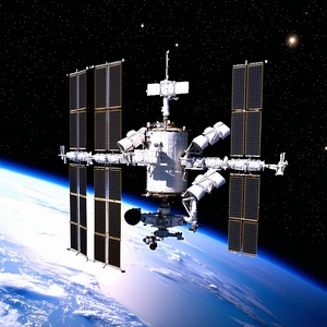 A Space Shuttle With A Large Satellite On Top Of It