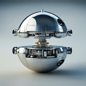 A Futuristic, Round, Silver Spacecraft With A Dome-shaped Top