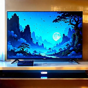 Smart Home Device With Digital Artwork With Flat Screen