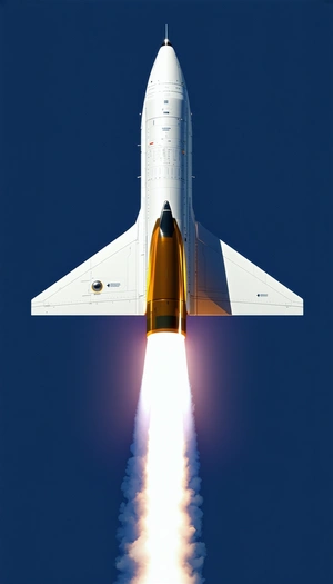 A Rocket Is Seen In The Sky, With Its Tail End Visible