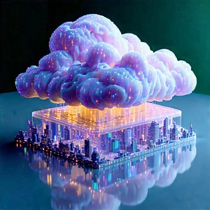 Cloud Computing Visualization With Large, Purple