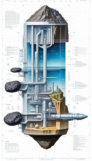 The Image Is A Detailed Drawing Of A Submarine, Showcasing Its Various Components And Features