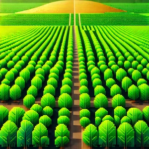 Agricultural Technology In Manufacturing Facility With Green, Pixelated