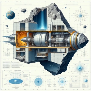 A Large, Futuristic Spacecraft Is Shown In A Detailed Drawing