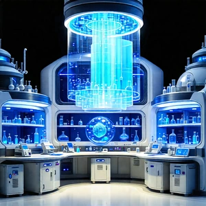 (futuristic:1.32) Research Laboratory With Image, There