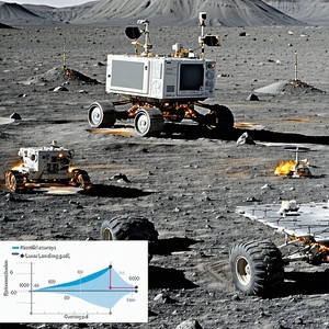A Group Of Four Robotic Vehicles On A Dirt Surface, Likely On A Planet