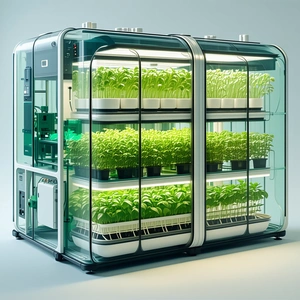 A Large Glass Greenhouse Filled With A Variety Of Plants