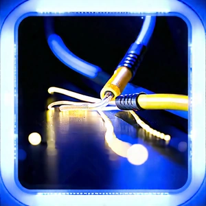 Close-up Of Fiber Optic Cables With Close-up Yellow