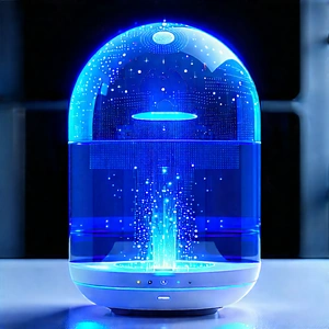 Smart Home Device With Streaming Content With Blue Lighted