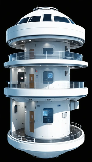 A Large White Building With A Spiral Staircase Is Shown In A 3d Rendering