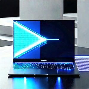 Laptop With Holographic Display With Sleek Black