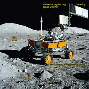 A Rover Vehicle On The Moon, With A Large Antenna On Top
