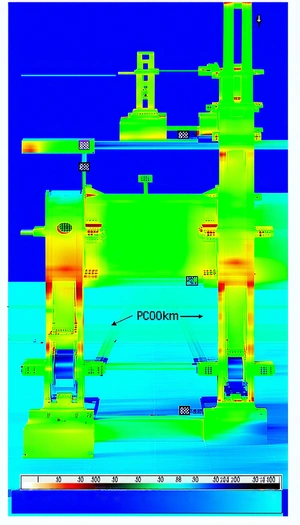 The Image Is A 3d Model Of A Large Metal Structure, Possibly A Machine Or A Piece Of Equipment