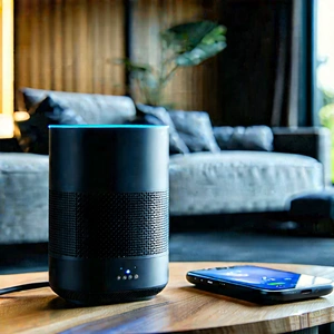 Smart Home (device:1.23) With Streaming Content With Black Speaker