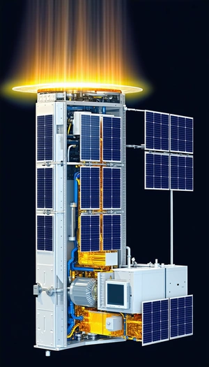 A Large, White Satellite Dish With A Blue Ring Around It
