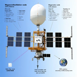 The Image Is A Diagram Of A Satellite, Showing Its Various Components And Functions
