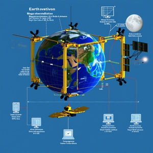 A Large, Detailed Illustration Of The Earth Is Displayed On A Blue Background