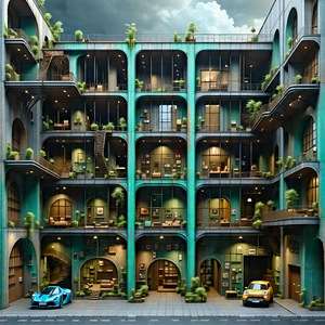 Urban Octane Render: Urban Loft With Artistic Facade With Image, There