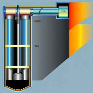 A Large Metal Cylinder With A Blue And Yellow Color Scheme
