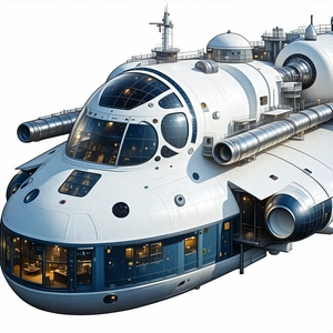 A Large White Spaceship Is Shown In A 3d Model