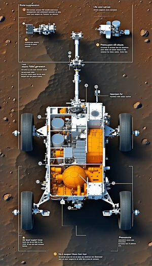 The Image Is A Diagram Of A Rover Vehicle, Showcasing Its Various Components