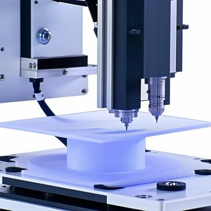 A White And Black 3d Printer In Action, Creating A White Object