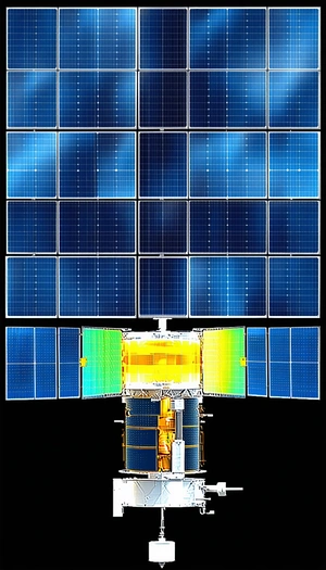 A Large Satellite With A Solar Panel On Its Side