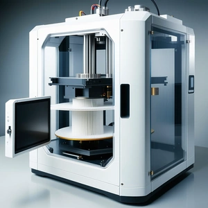 A White Machine Is Shown In The Image, With A Large Window On The Front