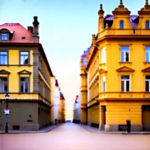 Urban Acrylic Painting: Urban street with historic buildings