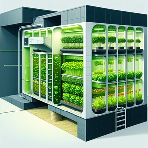 The Image Is A Computer-generated Drawing Of A Building With A Large Number Of Potted Plants