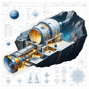 A Large, Futuristic Space Station Is Depicted In A Detailed Drawing