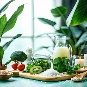 Lifestyle Commercial Photography: Wellness Scene With Healthy Food With Table Variety