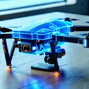 Drone With Holographic Display With Blue Black