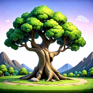 Nature Isometric Design: Ancient (tree:1.16) In Natural Setting With Large, Tree